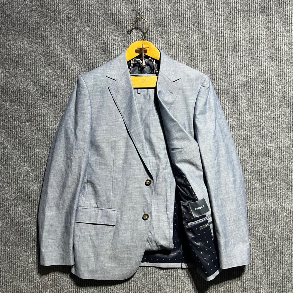Bonobos 2 Piece Suit Set Mens 40R 33 Light Blue Cotton Standard Fit Trousers